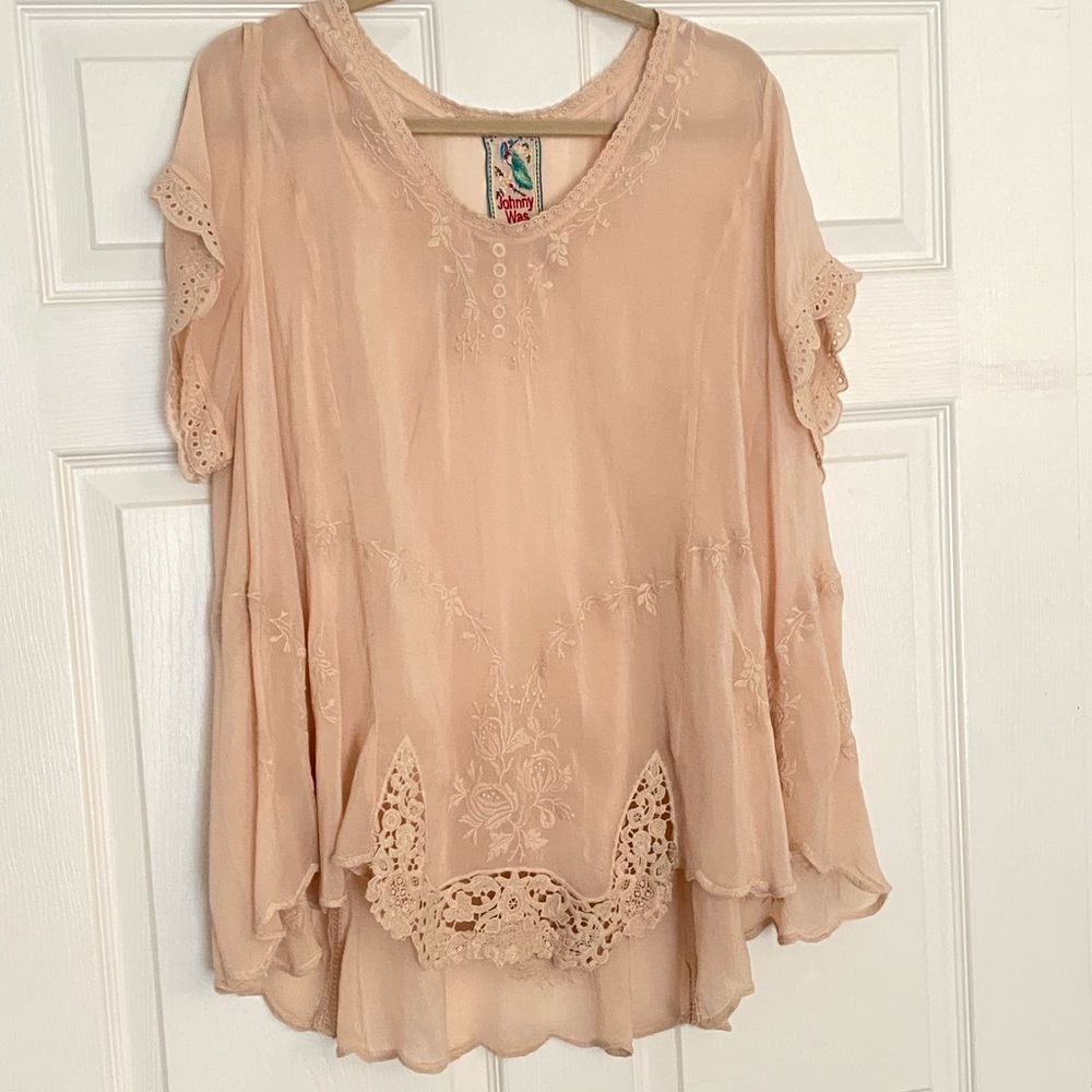 Johnny Was Sheer Blush Top